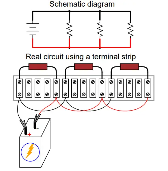 Termina Strip Connections with Battery
