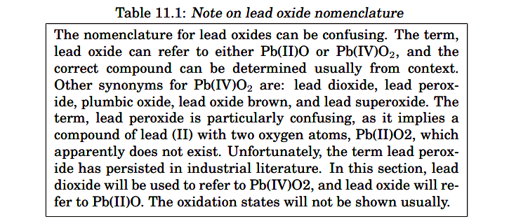 lead oxide nomenclature
