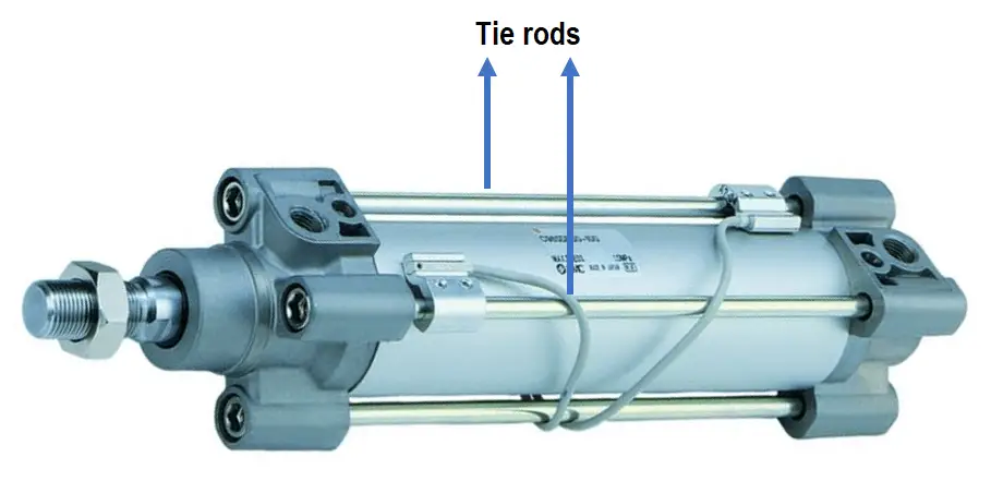 Tie rods double acting cylinder