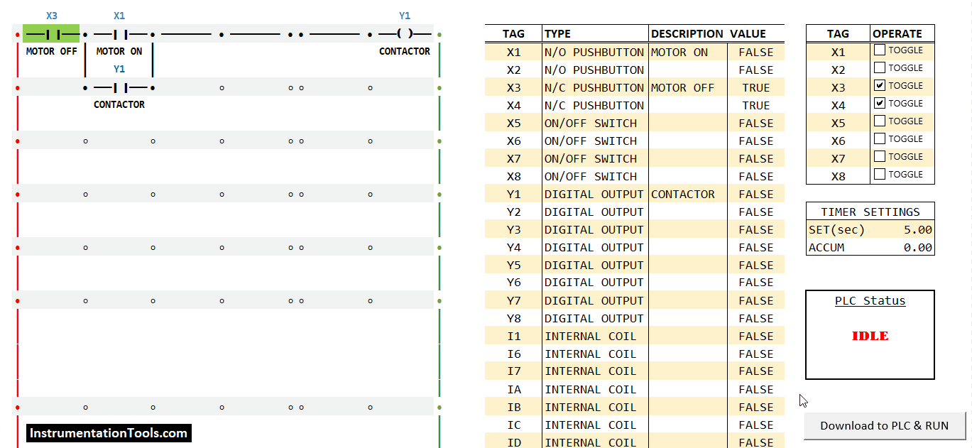 PLC Simulator using Excel